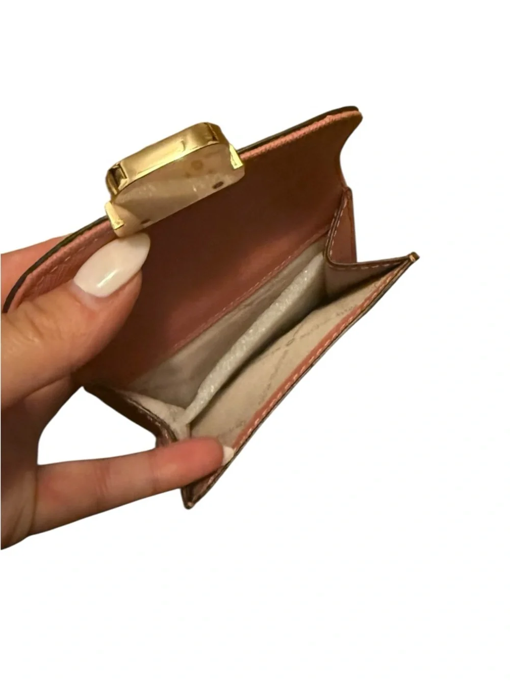 Michael Kors Rose-Pink Saffiano Leather Mini Wallet with Gold Hardware